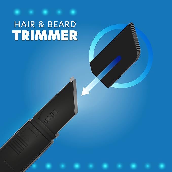 CHARGEWORX Groom Essentials All-in-One Hair and Beard Trimmer for Men, Face and Body Trimmer with Precision Blades, Cordless Grooming Kit with Adjustable Length Guide, Battery-Operated Travel Tool