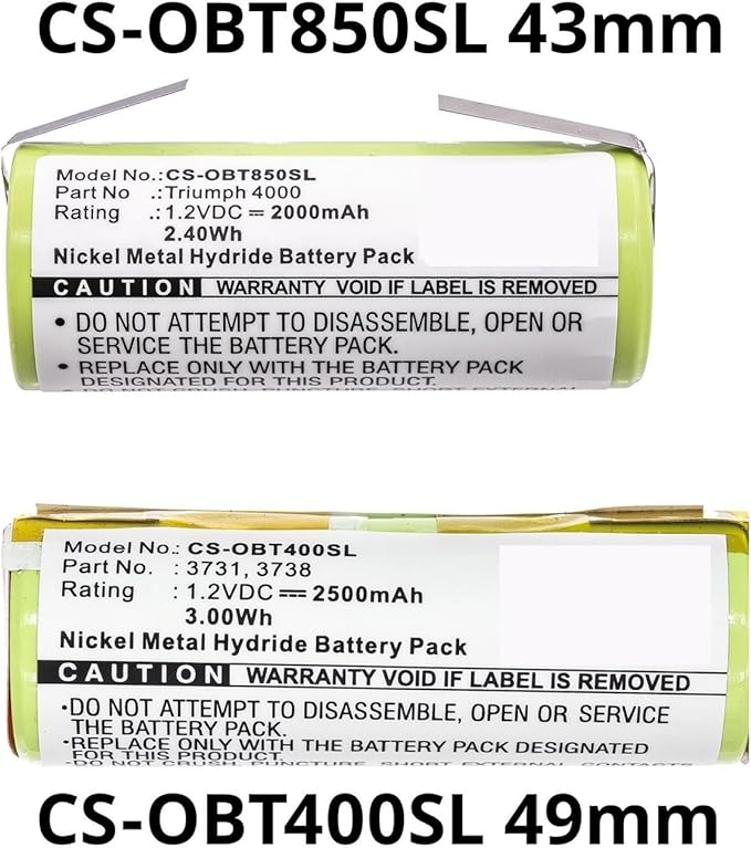 2000mAh Battery ，Compatible With Oral-B Triumph 4000 - High Capacity Replacement, Please Note Sizes