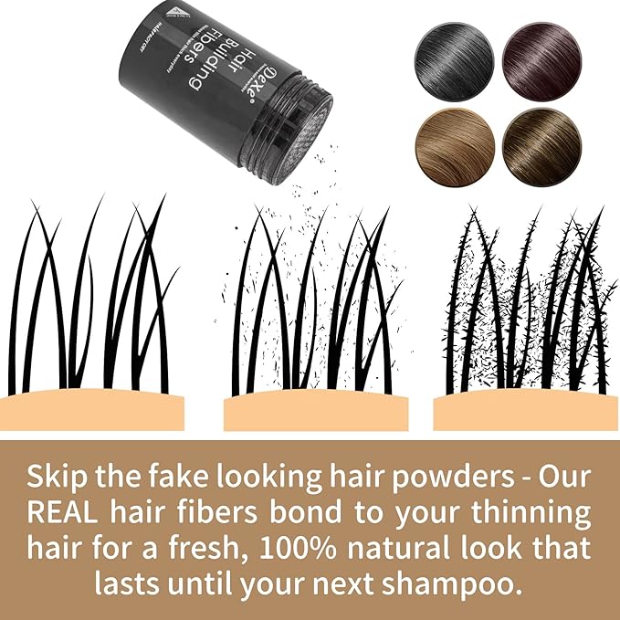 Hair Fibers for Thinning Hair (Medium Brown) - Hair Thickener for Fine Hair for Women & Men - Conceals Hair Loss in 15 Sec - 22gr Bottle