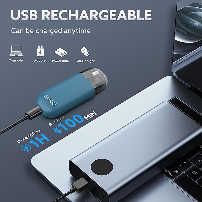 Nose Hair Trimmer for Men,Portable Painless Ear and Nose Hair Trimmer USB Rechargeable, 9000 RPM,360° Rotating Waterproof Dual Edge Blades Nose Trimmer Women (Blue)