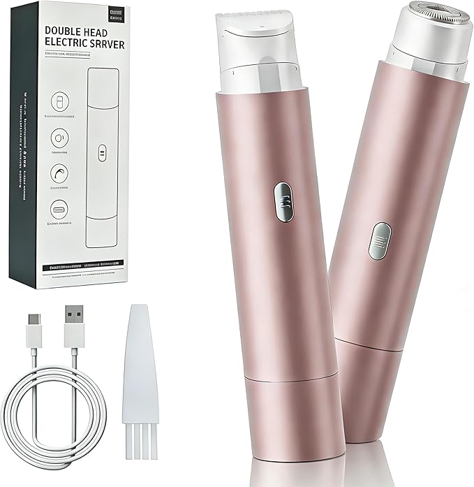 Bikini Trimmer for Women 2-in-1 Electric Shaver and Razors IPX8 Waterproof for Wet & Dry Use Painless Hair Trimmer Removal for Body, Underarms, Legs and Face Rechargeable for Sensitive Skin