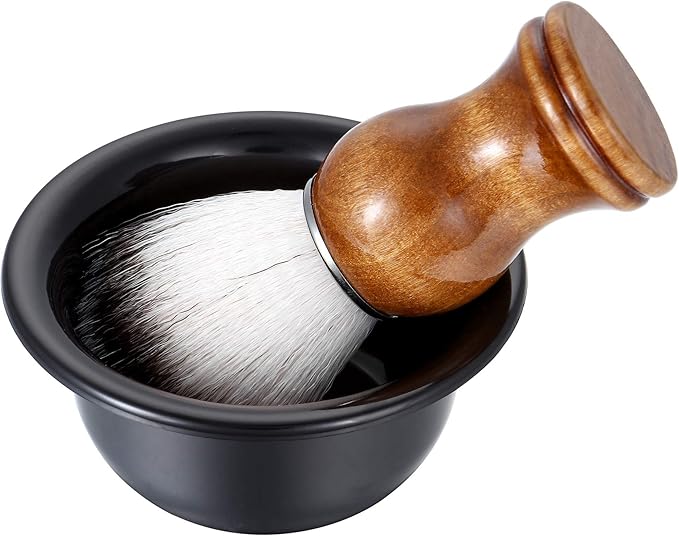 Aethland Mens Shaving Brush Kit, Soft Hair Shaving Brush, Stainless Steel Shave Brush Holder & Acrylic Soap Bowl Mug for Men Barber Shave Kit
