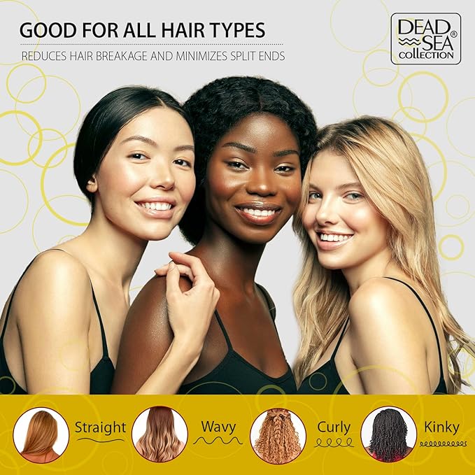 Dead Sea Collection Shampoo and Conditioner Set for Strengthening and Volume - Pure Dead Sea Minerals and Castor Oil – Professional Hair Care - Repair and Shine - Pack of 2 (33.8 & 30.6 Fl. Oz)