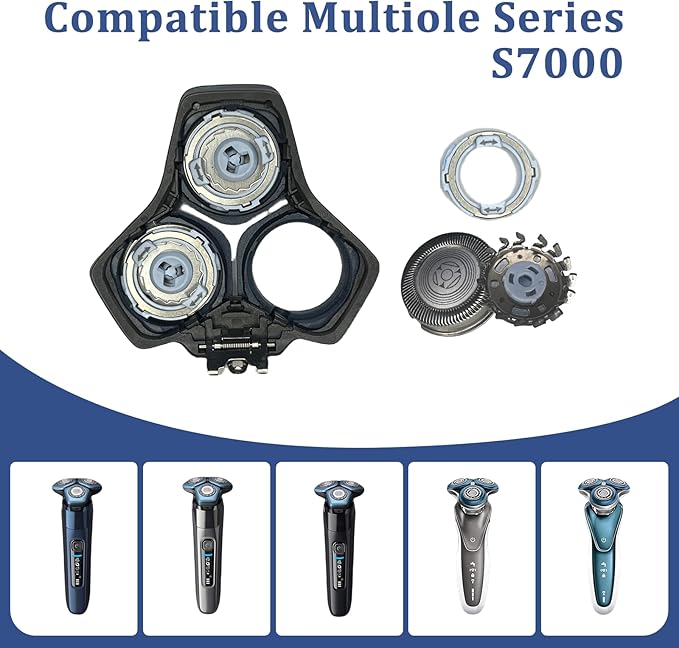 SH71 Replacement Rotary Head Fit for Philips Norelco Shaver Series 7000 and Series S5500, Metal Wheel Buckle and Upgrade 15 Precision Blades (Black)