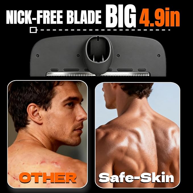 VEYLA Back Shaver for Men Safe -Skin Original Replacement Blades, Nick-Free Blades,Wet & Dry Use Hair Trimmer and Groomer, Nick-Free Mens Back Shaver(2-Pack)