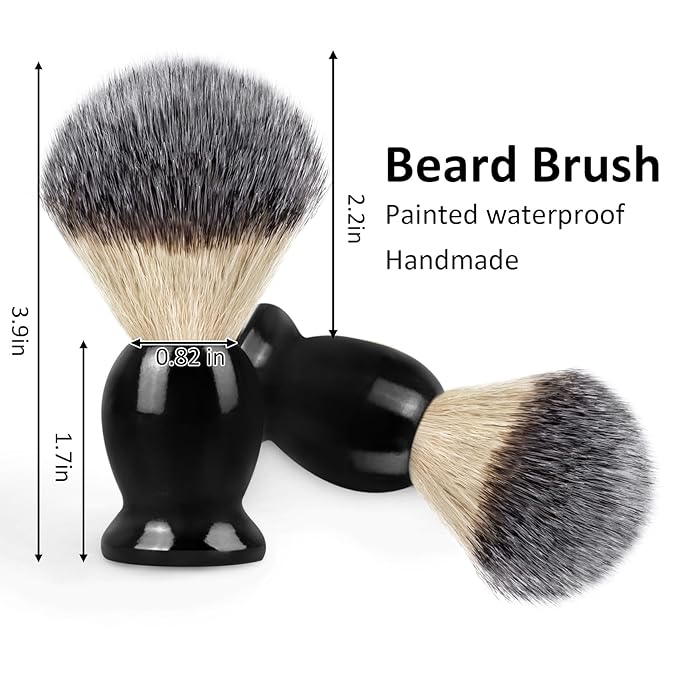 Bassion Hand Crafted Shaving Brush with Hard Wood Handle, Men's Luxury Professional Hair Salon Tool Gifts for Men-Black, Perfect Fathers Day Gifts from daughter, wife or Kids