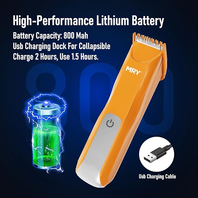MRY Groin Trimmer for Men Women Ipx6 Waterproof USB Charging Trimmer/Light and Ceramic Blade Electric Trimmer for Men Women for Pubic/Body/Groin Grooming/Face/Legs/Facial (Orange Color)