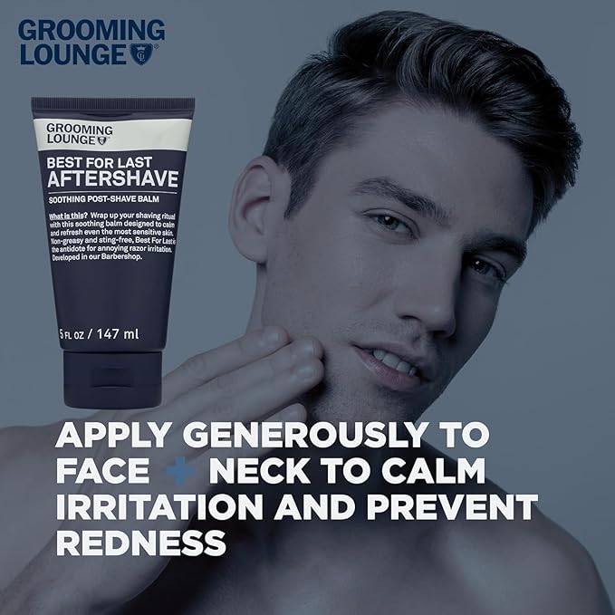 Grooming Lounge Best for Last Aftershave - Soothing After Shave Balm - Instantly Calms Irritated Skin - Refreshing Facial Moisturizer - Ideal for Sensitive Skin - Non-Greasy - Fragrance Free - 5 oz