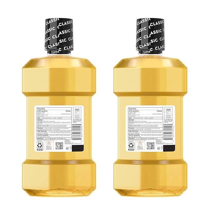 Listerine Original Intense Antiseptic Oral Care Mouthwash to Kill 99.9% of Germs that Cause Bad Breath, Plaque and Gingivitis, ADA-Accepted Mouthwash, Intense Original Flavored Oral Rinse, 1L X 2