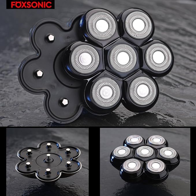 Universal Magnetic 7 Blades Head Shaver Replacement Blades Compatible with Wyklaus SHPAVVER Head Shaver and Other Brands Head Shaver (CX7 BLACK)