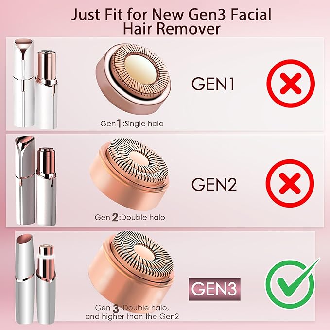 Gurelax Gen 3 Replacement Heads for Flawless Finishing Touch Facial Hair Remover, Replacement Blades for Women, 18K Gold Heads Replacement Blades Refill Pro(6pcs)
