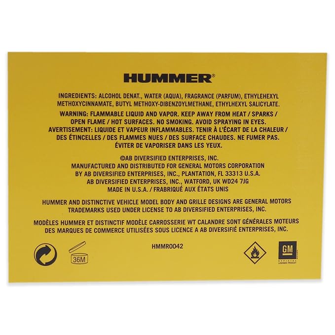 Hummer For Men. Eau De Toilette Spray 4.2 Ounces