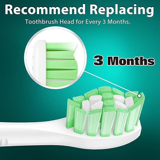 Designed for Sonicare Replacement Heads, Electric Toothbrush Replacement Brush Heads Compatible with Philips Sonicare, 4 Pack, White