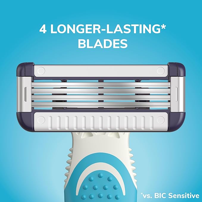 BIC EasyRinse Sensitive Anti-Clogging Men's Disposable Razors, Clinically Proven for Sensitive Skin, Shaving Razors With 4 Blades, 6 Count