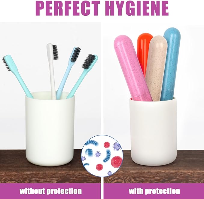 6 Pack Toothbrush Travel Case, Travel Toothbrush Holder, Sanitary Toothbrush Storage, Eco-friendly Toothbrush Protector Covering for Traveling, Business, Camping, Home, School