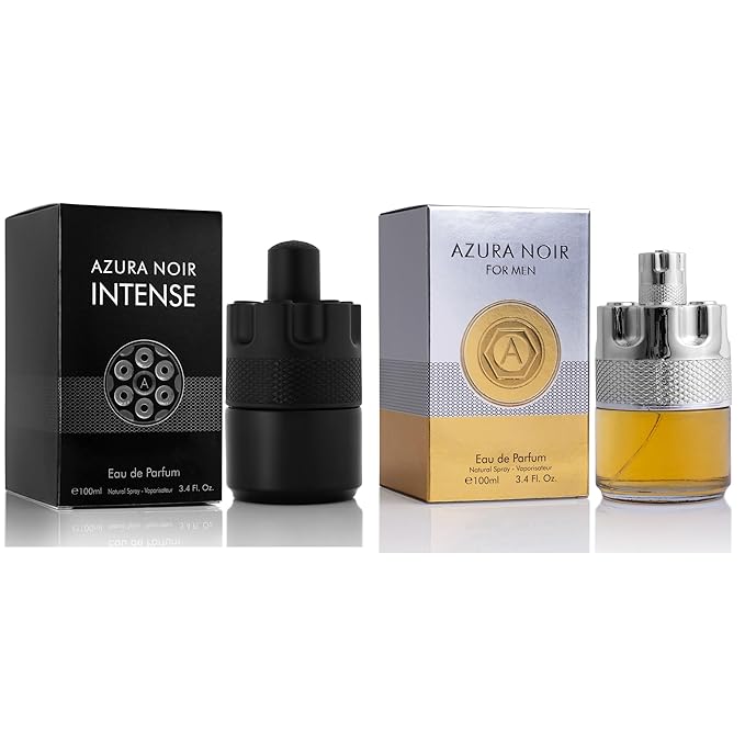 META-BOSEM Men's Perfume Gift Set, EDP, 2 Pack (3.4 oz / 100 mL each), Azura Noir, Azura Noir Intense, Modern Fresh, for everyday, Long-Lasting, Gift Ready