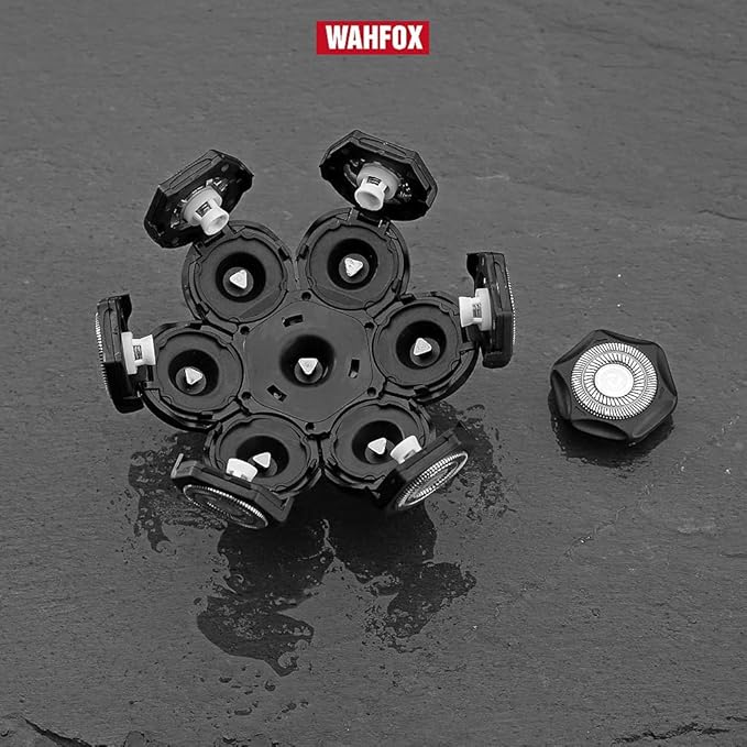 WAHFOX 7D Universal 7 Heads for HeadShaver,and Other Brand Head Shaver Replacement Blades, 7 Heads Beard Cutter Replacement Blade Easy Install Electric Razor Shaver