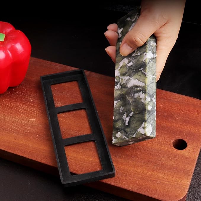10000# Sharpening Stone,Ultra Fine Polishing Mirror Edge Stone with Non-slip Base Natural Green Whetstone for Knives Tools,Cutting Tools (5.9x1.97x0.59Inch)