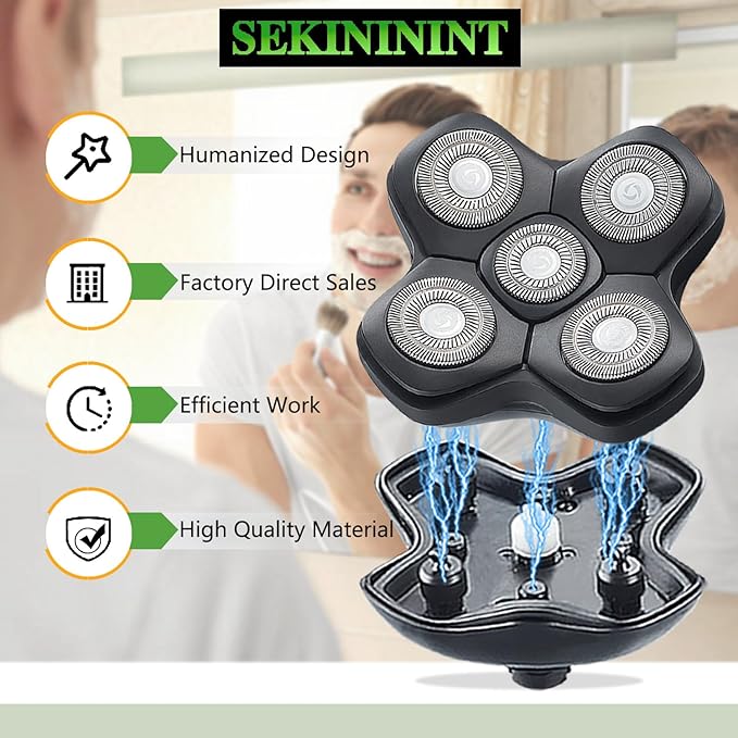 Newly Upgraded Replacement Heads for Skull Shaver Pitbull Platinum Pro Butterfly Kiss and Palm Hypo-Allergenic Electric Razors SK5