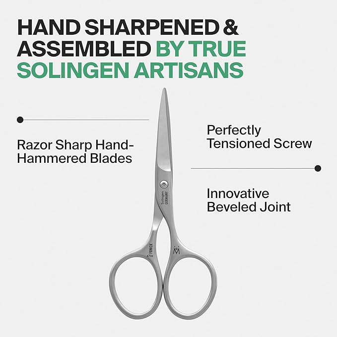 GERMANIKURE Beard and Mustache Scissors - FINOX Stainless Steel Professional Manicure Tools - No Case - Ethically Made in Solingen Germany - 4706