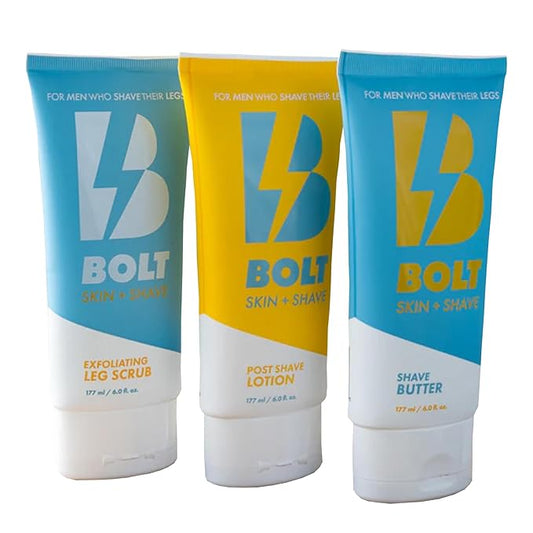 Stay Smooth Bundle for Men - Shaving Care Kit with Exfoliating Leg Scrub, Shave Butter and Post-Shave Lotion - 6 Fl Oz Each