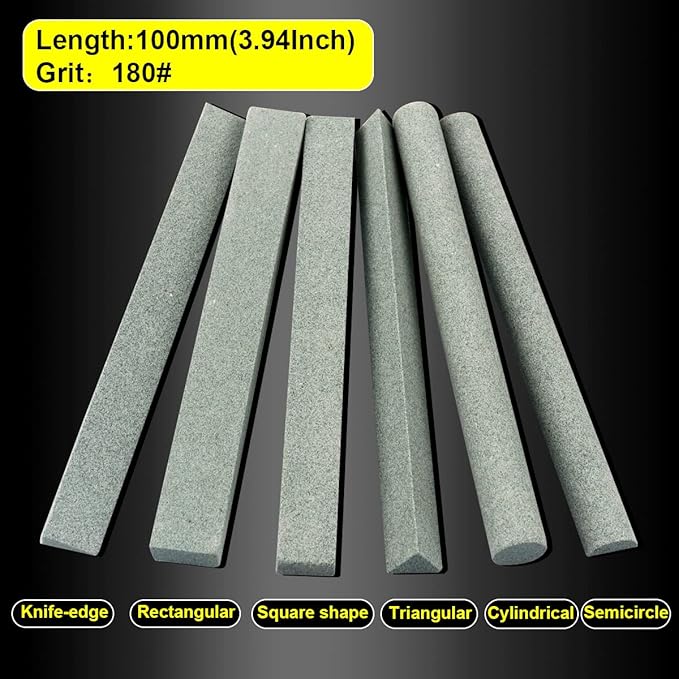 Sharpening Stone Set,6pcs 180# Wood Carving Sharpener Whetstone Sanding Sticks,Coarse Polishing Set for Sharpen Chisel or Small Detailed Tools,Variety of Shapes(Length3.94Inch)]