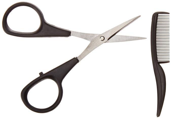 Allary Men's Beard and Mustache Scissors, Mini Comb Trimming Kit