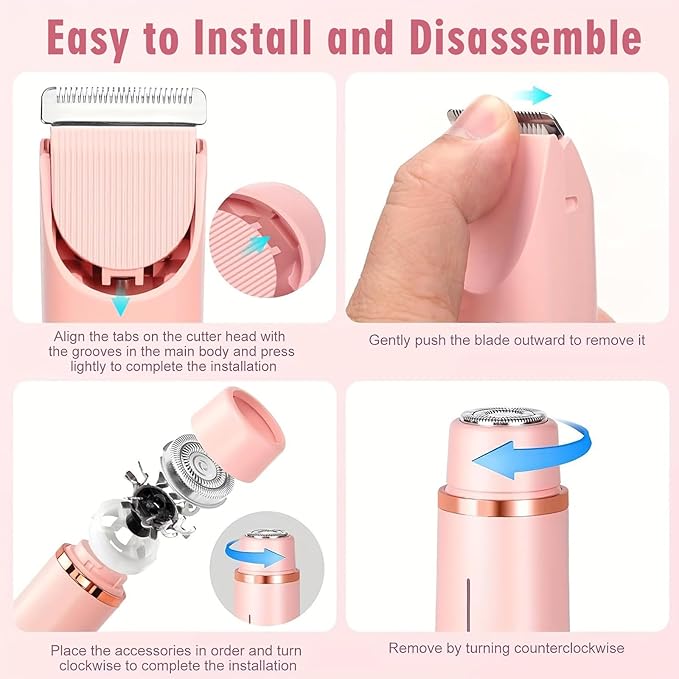 Bikini Shaver,2025 New Dual Head Shaver Women, 2 in 1 Wet & Dry Waterproof Electric Bikini Trimmer for Women,Purple2