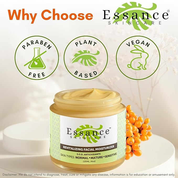 Essance Skincare Face Moisturizers 4 oz | Lightweight Moisturizer Face Cream with Sea Buckthorn | Facial Moisturizer for Women & Men | Face Cream for Dry, Oily & Sensitive Skin