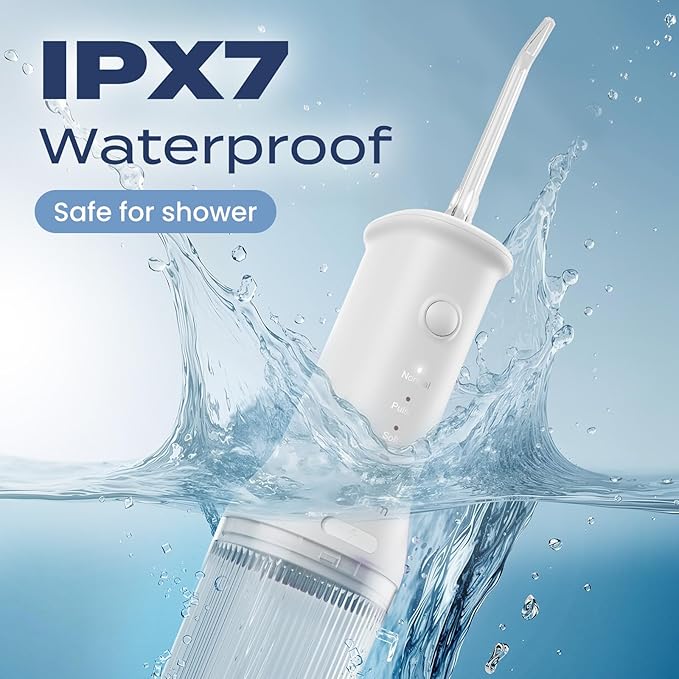 7AM2M Portable Water Flosser Cordless, Dental Water Flosser for Travel and Home Use (White)