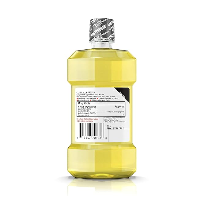 Listerine Original Oral Care Antiseptic Mouthwash with Germ-Killing Formula to Fight Bad Breath, Plaque and Gingivitis, 250 mL