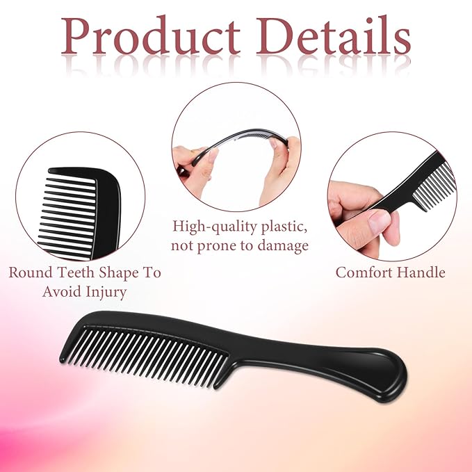 100 Pcs Bulk Hair Combs Individually Wrapped, Black Wide Tooth Combs for Women, Men, Homeless, Travel, Hotel, Shelter, Nursing Home, Charity
