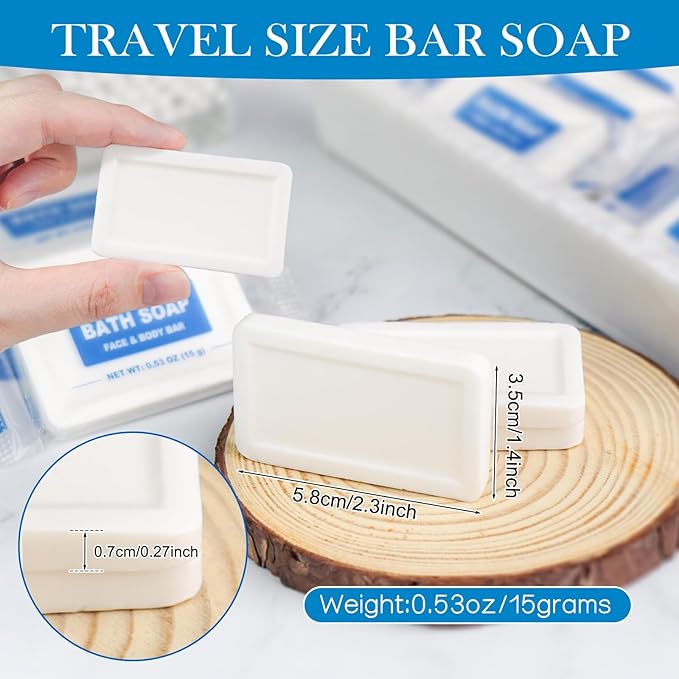 10 Pack Mini Travel Size Bar Soap Bulk,0.53 oz/15 grams Individually Wrapped Small Disposable Hotel Soap Bars Toiletries for Church,Homeless Gifts,Bathroom,Guest