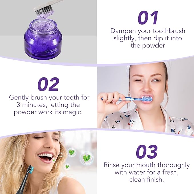 Teeth Whitening Powder - Enamel-Safe Brightening Powder for Stains - Helps Remove Coffee, Tea, Wine & Tobacco Stains - Gentle for Sensitive Teeth