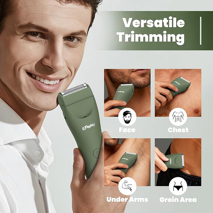 Manscape Trimmer for Men, 2 in 1 Electric Hair Trimmer for Men - Trimmer with Ceramic Blade & Foil Shaver, No-Nick Shaving, IPX7 Waterproof Body Groomer for Bikini/Pubic/Groin
