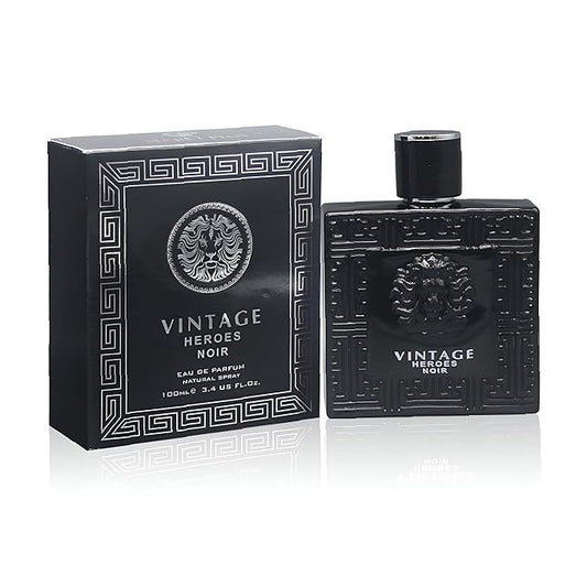 Vintage Heroes Noir Eau De Toilette Natural Spray Cologne for Men, Wonderful Fragrance Gift, Masculine Scent, for all Skin Types, 3.4 Fluid Ounce/100 Ml