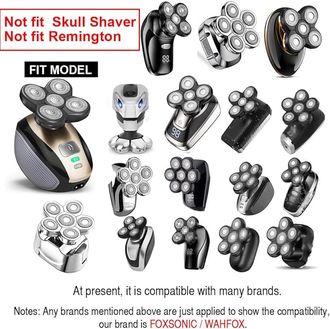 WAHFOX Universal 3 Pcs 5 Blades Shaver Heads for Head shaver and Other Brands Head Shaver, Black+gold