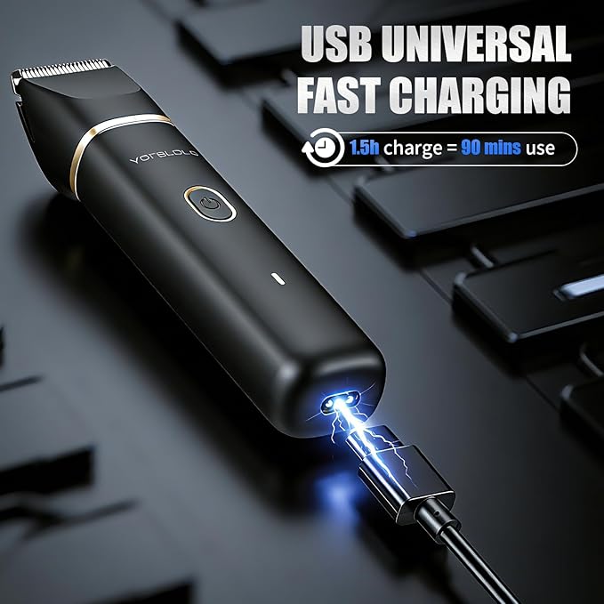 Manscape Body Hair Trimmer for Men, Waterproof Pubic Hair Trimmer with Ceramic Blade, Ball Razors with USB Fast Charging, 90 Minutes Shaving, Ideal Valentine or Birthday Gift