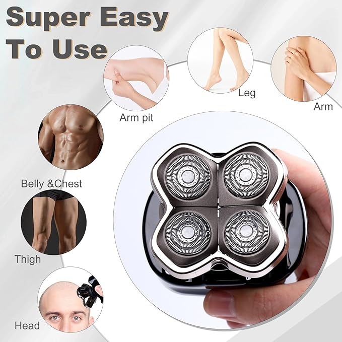 2Pack Pro 4 Shaver Replacement Heads Compatible with Skull Pitbulls Gold PRO, Silver PRO, Platinum PRO, Head Shavers, Electric Shaver Half Head for Men/Women (2 PACK BORON)