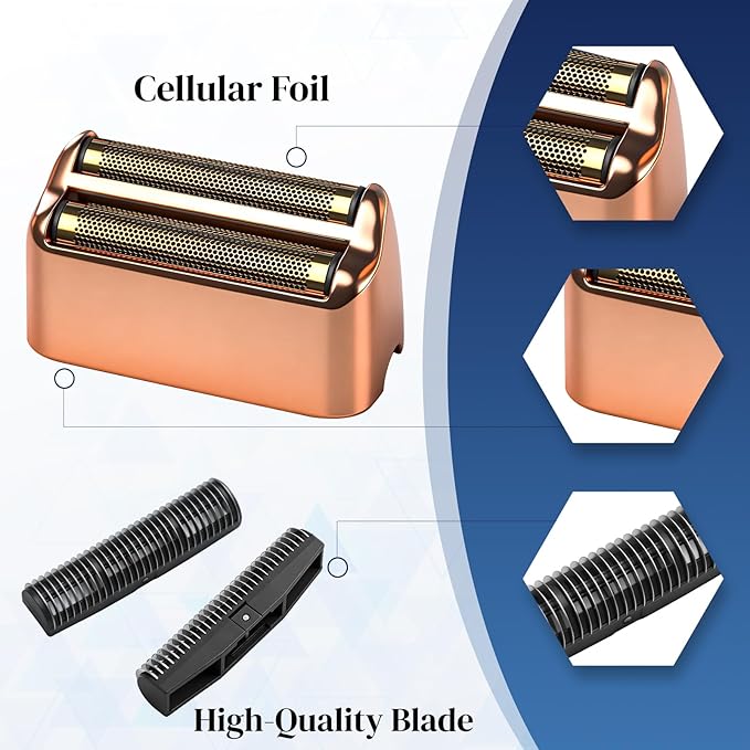 2 Pack Shaver Replacement Foil and Cutters Compatible with BaBylissPRO Double FXFS2 Metal Shaver foil Replacement,Rose Gold