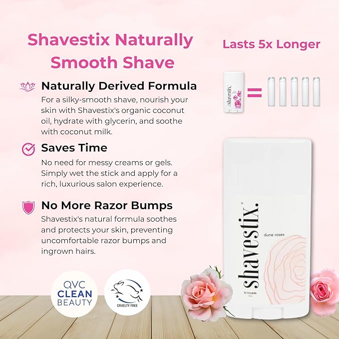 Shavestix Ultra Moisturizing Travel Size Body Shaving Stick 2.75 Oz | Dune Roses Scented Shaver Friendly Hair Removal Cream Bar Sub Shave Gel, Shaving Cream For Women, Men| Avert Razor Bumps, Burn