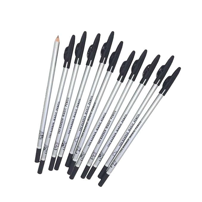 Barber Magic 12 PCS Pencil Supplies Lineup Tool with Built-in Sharpener for Men and Women Perfect Hairline over Beard, Mustache & Eyebrow Shaping