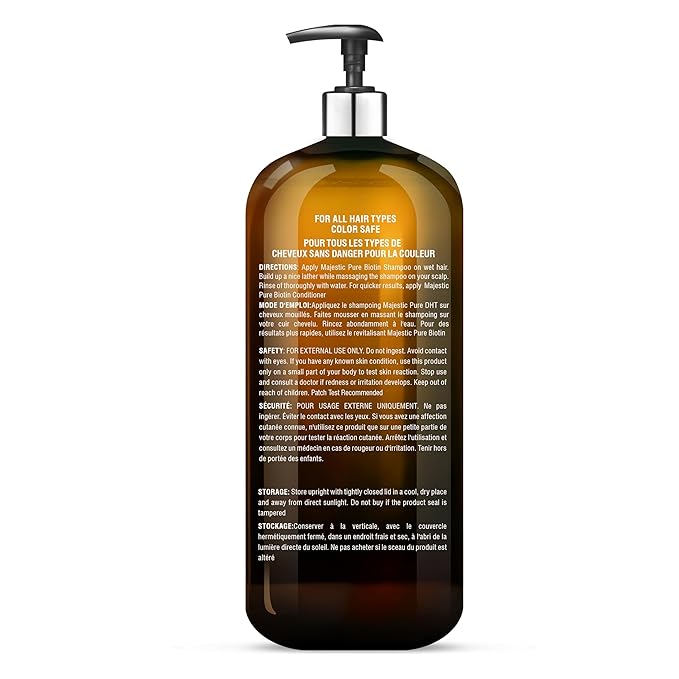 Majestic Pure Biotin Shampoo - Volumizing Shampoo for Hair Loss - with DHT-3 Blocker - Hydrating & Nourishing - Sulfate Free, for Men & Women - Thin Hair Shampoo - 16 fl oz
