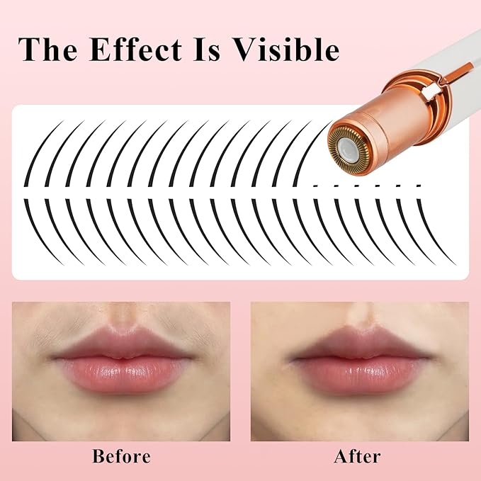 Facial Hair Removal for Women Men，Electric Painless Hair Removal Device Included 2 x Replacement Heads，USB Rechargeable Lady Womens Face Shaver for Lip，Chin，Arms Easy to Carry