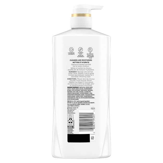 Pantene 2-in-1 Shampoo & Conditioner, Daily Moisture Renewal - Pro-V Nutrients for Dry, Straight to Curly Hair,72-Hour Hydration & Softness, 27.7 Oz Each, + Rescue Shot (0.5 Oz),2 Count (Pack of 2)