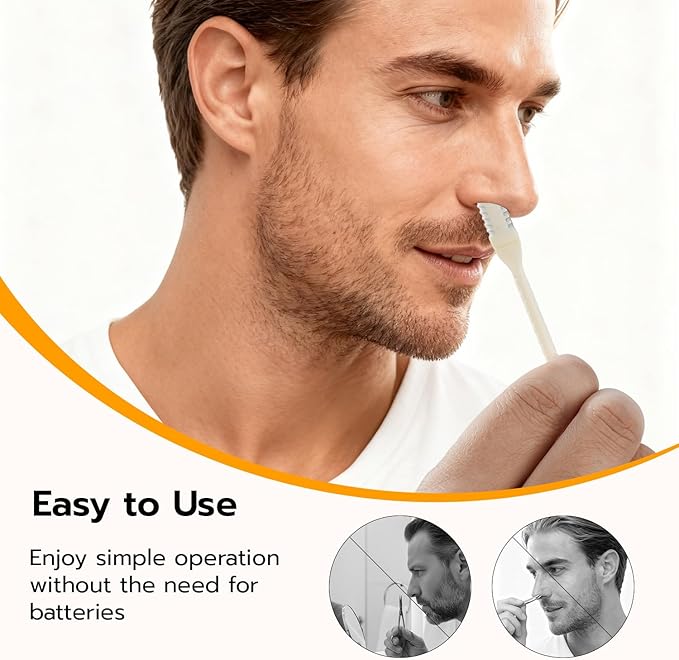 Mcbazel 5Pcs 2-in-1 Nasal Hair Cutter, Double-Sided Nose Hair Cutter, Manual 360° Rotating Nose Hair Trimmer for Men and Women, Portable, Compact, No Batteries Required - Cream Color