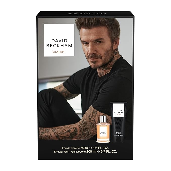 David Beckham Classic Giftset 1.6 fl oz EDT + 6.7 fl oz Shower Gel, Notes of Lime, Mint, and Amber, Men's Fragrance, Long Lasting, Everyday Fragrance