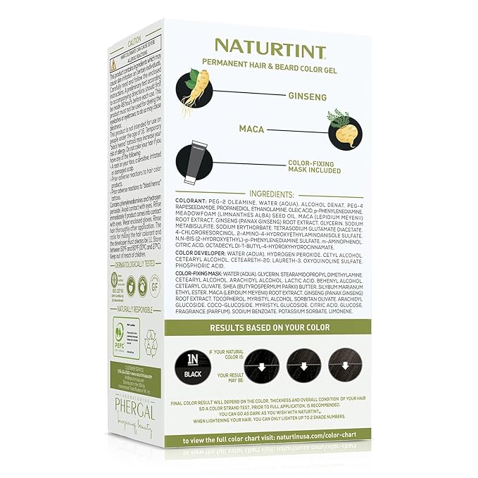 Naturtint Mens Permanent Hair Color for Hair Beard and Mustache (1N Black)