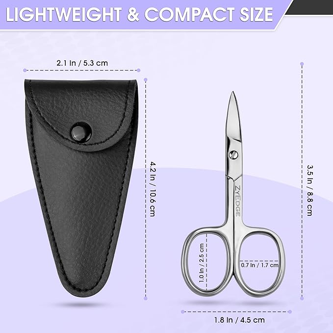 Stainless Straight Steel Nail Scissors– 3.5” Small Manicure Pedicure Scissors -Sharp Fingernail, Facial Hairs, Eyebrow, Mustache, Nose Hair & Toenail Grooming Tool