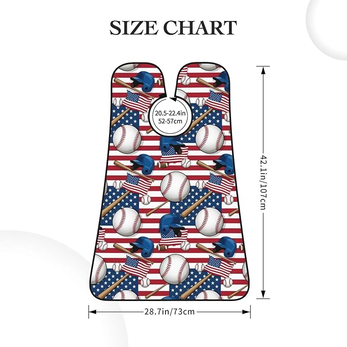Waterproof Beard Trimming Bib, Non-Stick Hair Catcher for Men Shaving, Grooming Apron for Husband Dad, Baseball Rustic Wooden American Flag Shave Bib
